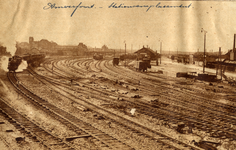 350514 Gezicht op het spoorwegemplacement van het NS-station Amersfoort te Amersfoort uit het noordoosten.